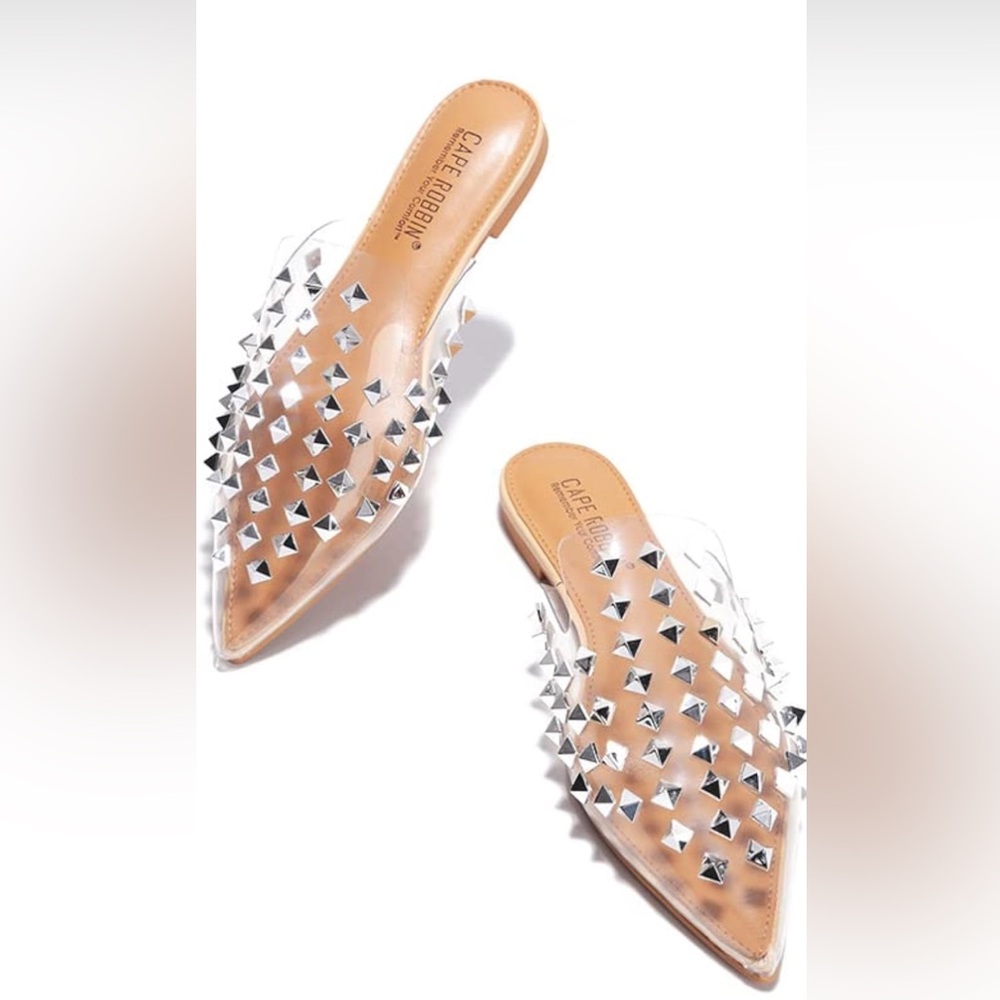 Clear Studded Mules